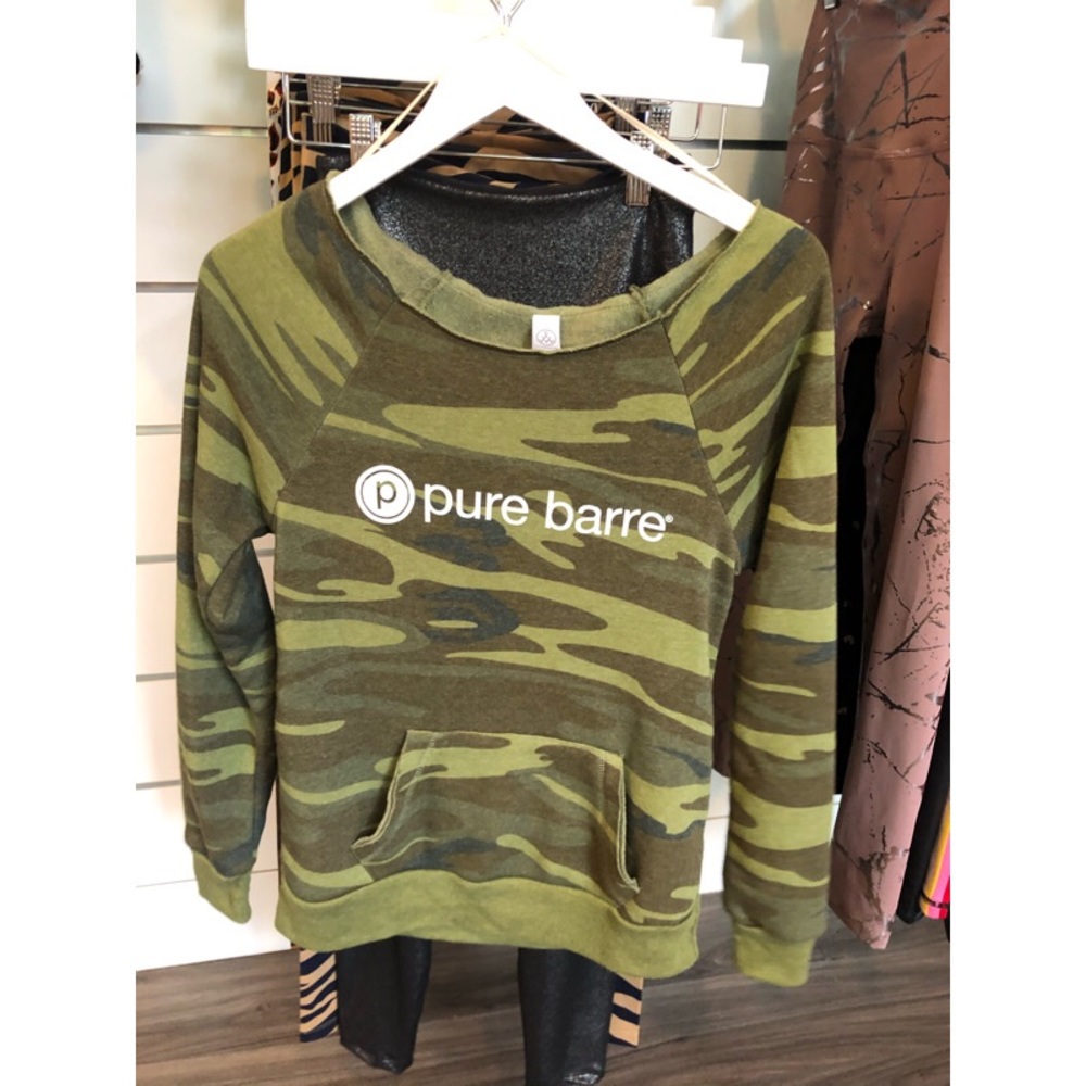 Wide neck camp sweatshirt